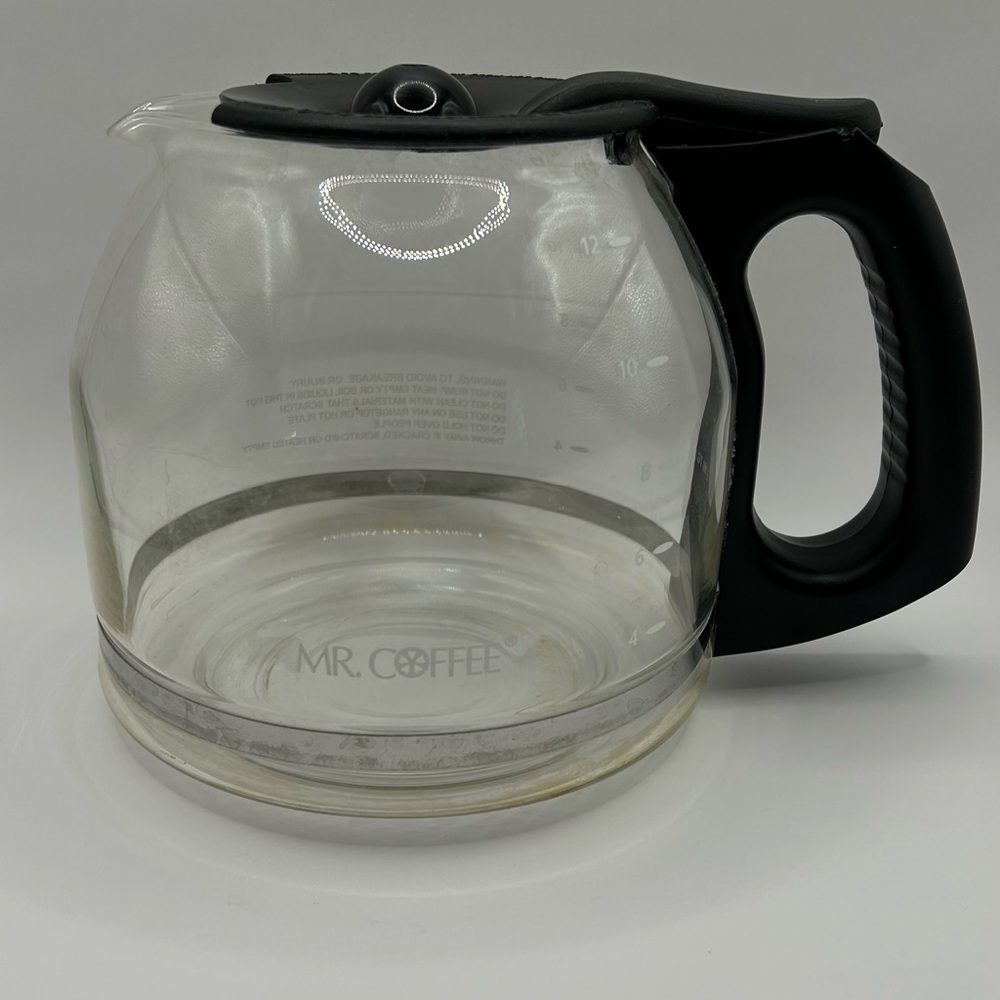 Mr. Coffee 12 Cup Glass Replacement Pot Carafe Black Lid Handle Drip Coffee
